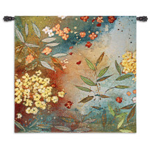 Gardens in the Mist by Aleah Koury | Woven Tapestry Wall Art Hanging | Lush Impressionist Floral Ensemble | 100% Cotton USA Size 54x53 Wall Tapestry