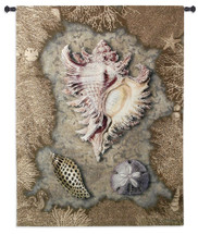 Reef Gems | Woven Tapestry Wall Art Hanging | Coral and Shell Arrangment Nautical Artwork | 100% Cotton USA Size 51x38 Wall Tapestry