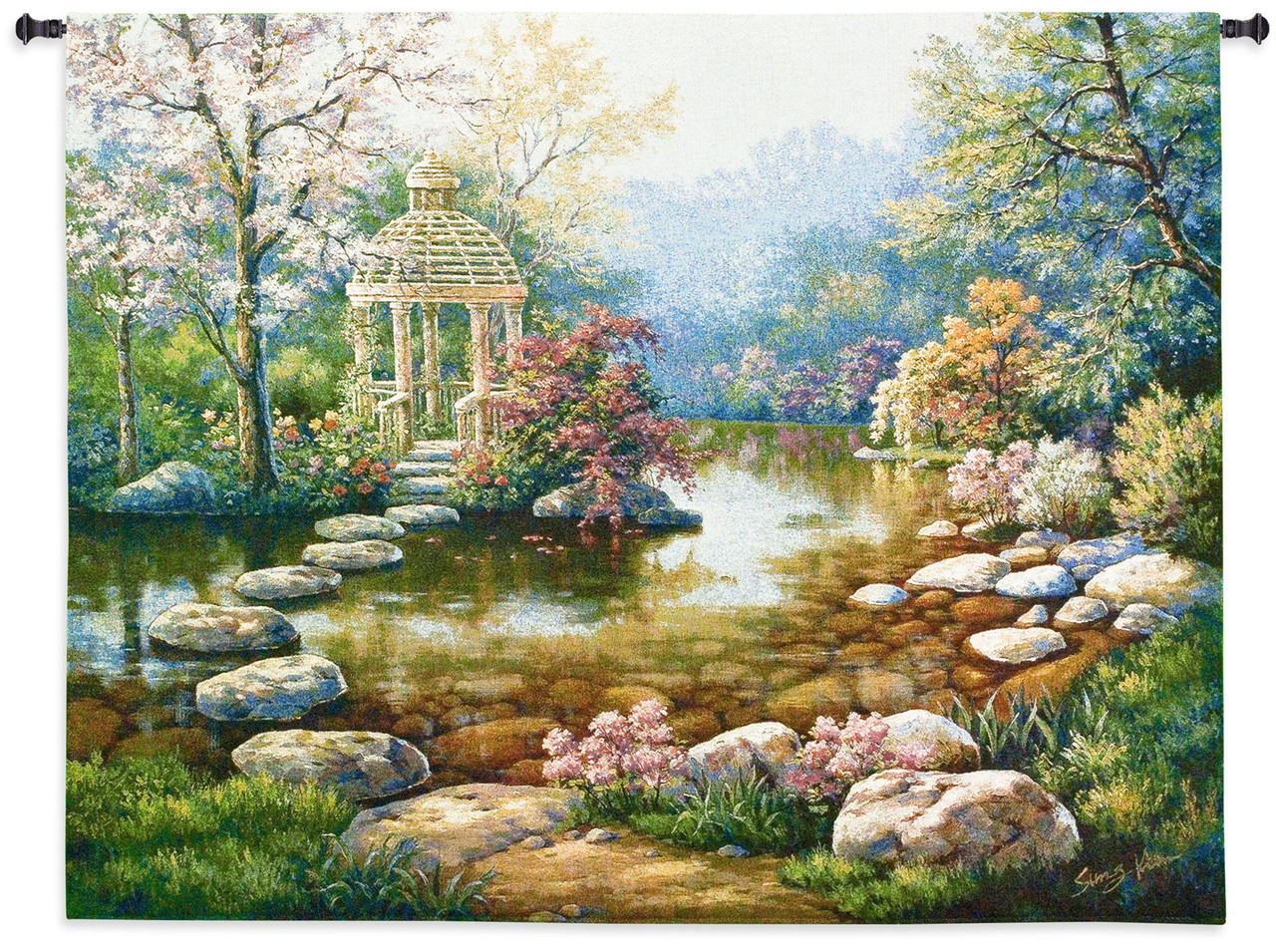 Gazebo Rom | Woven Tapestry Wall Art Hanging | Colorful Spring