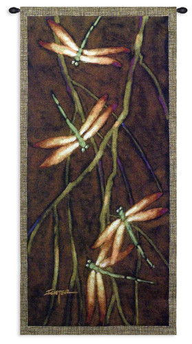 October Song II by Robert Ichter | Woven Tapestry Wall Art Hanging | Ornate Dragonflies in Warm Easter Style | 100% Cotton USA Size 53x27 Wall Tapestry