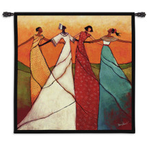 Unity by Monica Stewart | Woven Tapestry Wall Art Hanging | African Women Dancing | 100% Cotton USA Size 53x53 Wall Tapestry