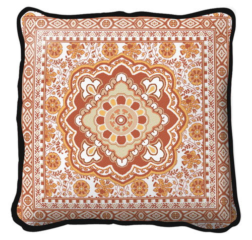 Fine Art Tapestries Masala Clove Textured Hand Finished Elegant Woven Throw Pillow Cover 100% Cotton Made in the USA Size 24 x 24 Pillow