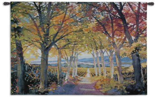 Autumn Path by Douglas Chun | Woven Tapestry Wall Art Hanging | Warm Autumn Colors | 100% Cotton USA Size 53x34 Wall Tapestry