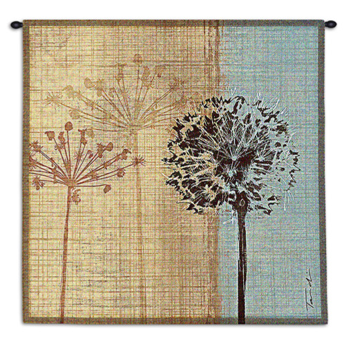 In the Breeze by Tandi Venter | Woven Tapestry Wall Art Hanging | Botanical Dandelion Theme | 100% Cotton USA Size 35x35 Wall Tapestry