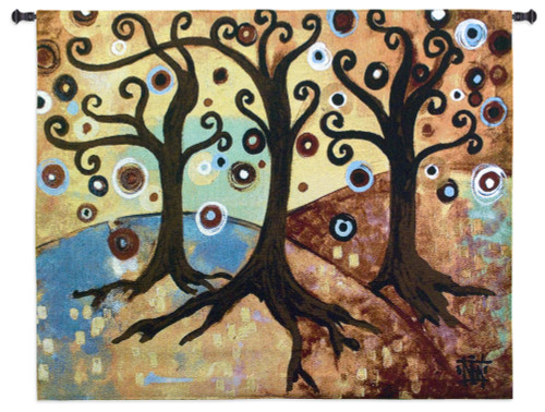 Trinitary by Natasha Wescoat | Woven Tapestry Wall Art Hanging | Modern Spiritual Spiraling Trees of Wisdom | 100% Cotton USA Size 53x44 Wall Tapestry