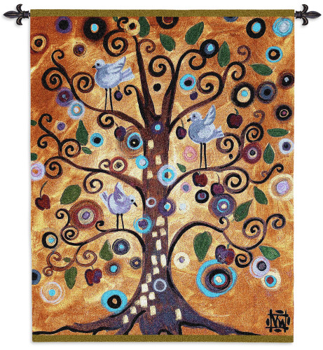 Tree of Life by Natasha Wescoat | Woven Tapestry Wall Art Hanging | Modern Spiritual Spiraling Design | 100% Cotton USA Size 53x42 Wall Tapestry