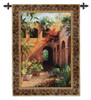 Camino Hermosa | Woven Tapestry Wall Art Hanging | Hali Adobe Potted Floral Spanish Courtyard | 100% Cotton USA Size 53x40 Wall Tapestry