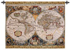 Antique Old World Map Geographica by Jan Janssonius | Woven Tapestry Wall Art Hanging | Beautiful Rustic Globe with Luxurious Mythology Designs | 100% Cotton USA Size 67x53 Wall Tapestry