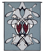 Flowing Hearts | Woven Tapestry Wall Art Hanging | Contemporary Romantic Symmetric Design | 100% Cotton USA Size 45.5x35 Wall Tapestry