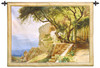 Pergola in Amalfi by Carl Frederik Aagaard | Woven Tapestry Wall Art Hanging | Golden Italian Coastal Villa Cliffs | 100% Cotton USA Size 53x39 Wall Tapestry