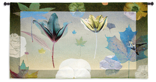 Harbinger Tapestry | Woven Tapestry Wall Art Hanging | Surreal Floating Leaves and Flowers | 100% Cotton USA Size 53x30 Wall Tapestry