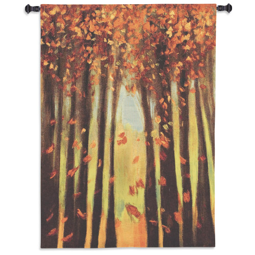 Colors of Fall II | Woven Tapestry Wall Art Hanging | Contemporary Autumn Leaves Upward Angle | 100% Cotton USA Size 53x40 Wall Tapestry