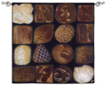 Chocolate Box by Ketra Oberlander | Woven Tapestry Wall Art Hanging | Whimsical Scrumptious Chocolate Array | 100% Cotton USA Size 53x53 Wall Tapestry