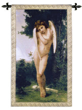 Cupidon by William-Adolphe Bougeureau | Woven Tapestry Wall Art Hanging | Lush Mythological Angellic Figure in Forest | 100% Cotton USA Size 51x31 Wall Tapestry