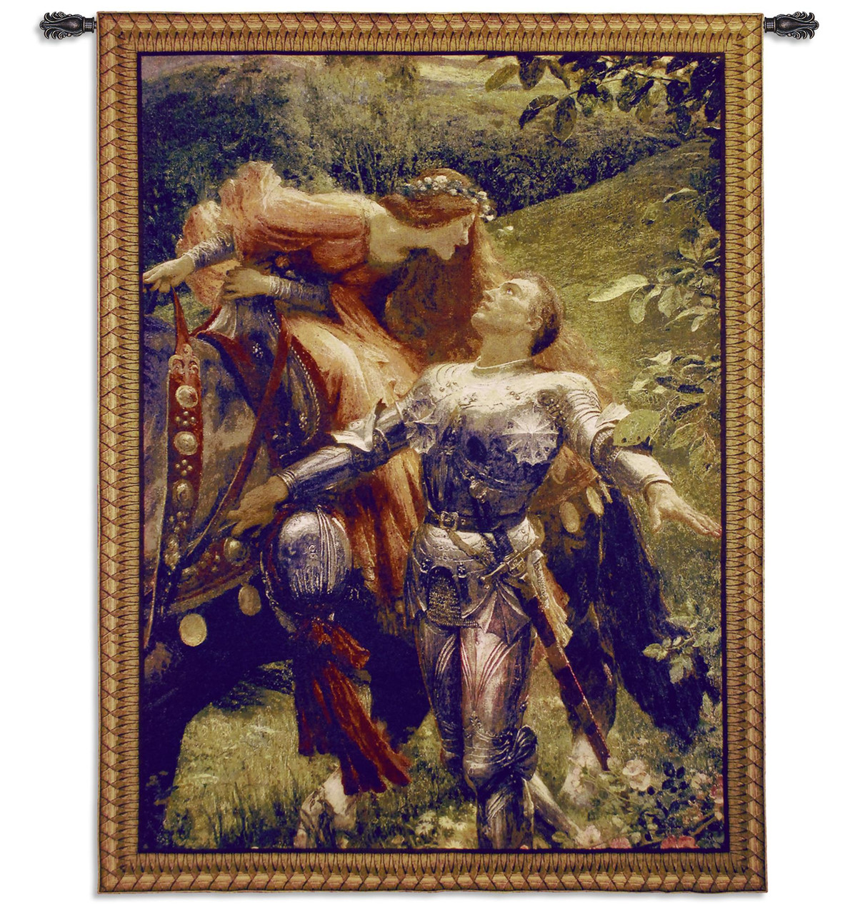 La Belle Dame sans Merci by Frank Dicksee Woven Tapestry Wall Art Hanging  Victorian John Keats Poem Depiction 100% Cotton USA Size 69x53