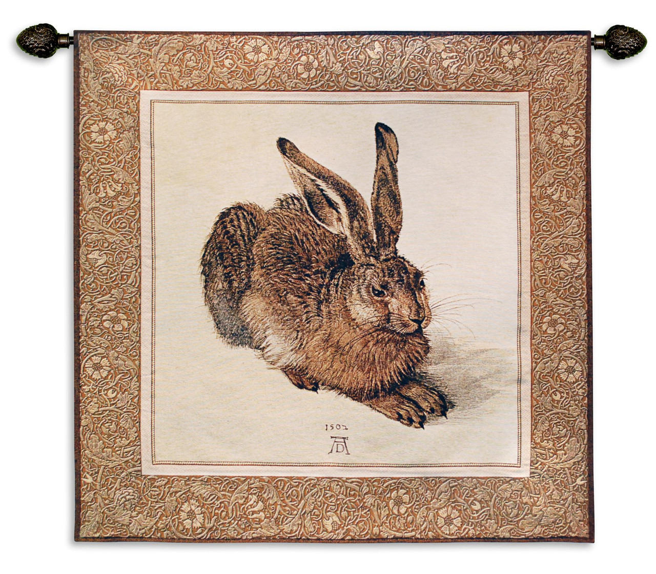 Young Hare by Albrecht Durer Woven Tapestry Wall Art Hanging Detailed  Earthy Classic 16th century Painting 100% Cotton USA Size 45x42