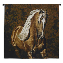 Golden Boy by Robert Duncan | Woven Tapestry Wall Art Hanging | Tan Brown Palomino Horse Equestrian Artwork | 100% Cotton USA Size 53x53 Wall Tapestry