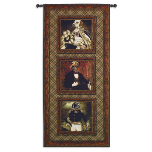 Poncelet's Pack | Woven Tapestry Wall Art Hanging | Whimsical Regal Debonair Dogs Panel Artwork | 100% Cotton USA Size 68x31 Wall Tapestry