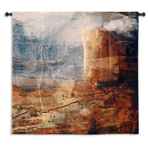 Transition | Woven Tapestry Wall Art Hanging | Rustic Abstract Jagged Cliff Landscape | 100% Cotton USA Size 53x53 Wall Tapestry