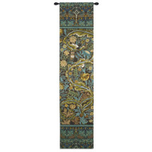 In the Blue Wood I by William Morris | Arts and Crafts Style Woven Tapestry Wall Art Hanging | Lush Blue and Gold Nature Pattern | 100% Cotton USA Size 70x16 Wall Tapestry