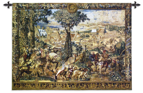 Hunting Parties of Archduke Maximilian | Woven Tapestry Wall Art Hanging | Intricate Renaissance Royal Hunting Scene | 100% Cotton USA Size 53x40 Wall Tapestry