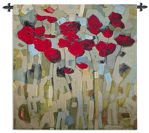 Splash of Delight by Jennifer Harwood | Woven Tapestry Wall Art Hanging | Abstract Vibrant Roses on Calm Neutral Background | 100% Cotton USA Size 52x51 Wall Tapestry