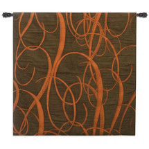 Serif Copper | Woven Tapestry Wall Art Hanging | Rich Architectural Spiraling Metal Design on Brown | 100% Cotton USA Size 52x52 Wall Tapestry