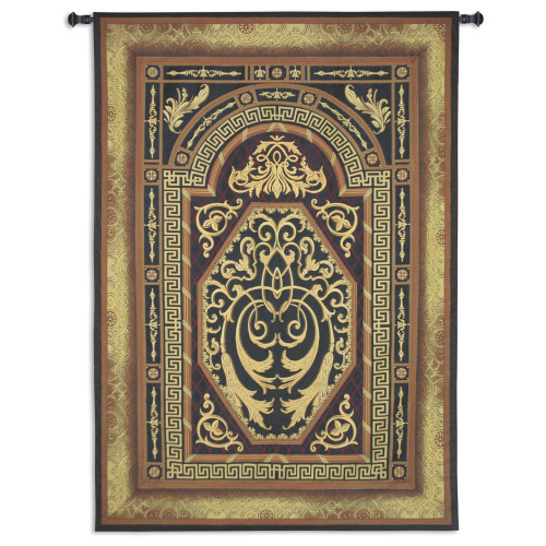Imperial Ornament | Woven Tapestry Wall Art Hanging | Luxurious Intricate Golden Weaving Filigree Design | 100% Cotton USA Size 108x80 Wall Tapestry