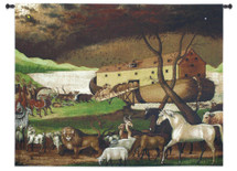 Noah's Ark by Edward Hicks | Woven Tapestry Wall Art Hanging | Classic Religious Scene with Pairs of Animals | 100% Cotton USA Size 52x40 Wall Tapestry