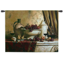 Italian Feast by Loran Speck | Woven Tapestry Wall Art Hanging | Fruit and Wine Still Life Rembrandt Style | 100% Cotton USA Size 66x53 Wall Tapestry