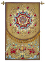 Revival | Woven Tapestry Wall Art Hanging | Vivid Intricate Regal Floral Design on Rich Brown | 100% Cotton USA Size 50x31 Wall Tapestry