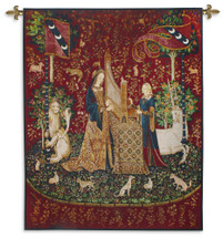 The Lady and the Unicorn - Smell | Woven Tapestry Wall Art Hanging | Historic Middle Ages Tapestry Reproduction | 100% Cotton USA Size 65x53 Wall Tapestry