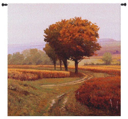 Charmony | Woven Tapestry Wall Art Hanging | Pathway through Serene Autumn Landscape | 100% Cotton USA Size 31x31 Wall Tapestry