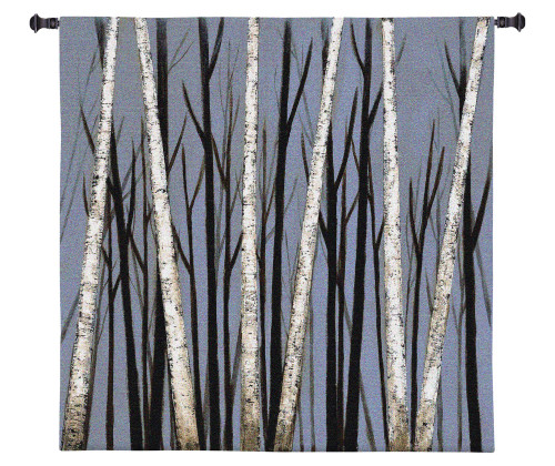 Birch Shadows by Eve | Woven Tapestry Wall Art Hanging | Birch Trees Casting Intricate Shadows | 100% Cotton USA Size 31x31 Wall Tapestry