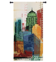 Urban Style II by Noah Li-Leger | Woven Tapestry Wall Art Hanging | Vibrant Abstract Towering Industrial Landscape | 100% Cotton USA Size 62x31 Wall Tapestry