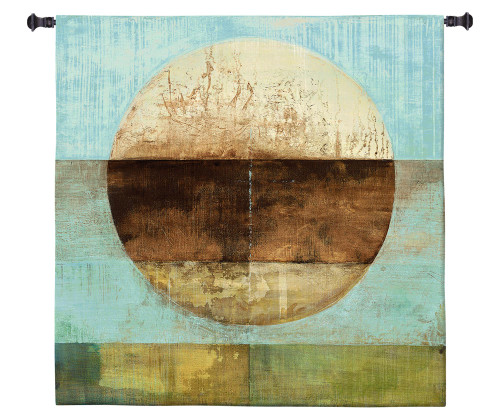 The Gathering Shore by Heather Ross | Woven Tapestry Wall Art Hanging | Rustic Abstract Landscape Artwork | 100% Cotton USA Size 60x60 Wall Tapestry
