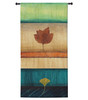 Springing Leaves II by Laurie Fields | Woven Tapestry Wall Art Hanging | Contemporary Vertical Leaf Collage | 100% Cotton USA Size 34x17 Wall Tapestry