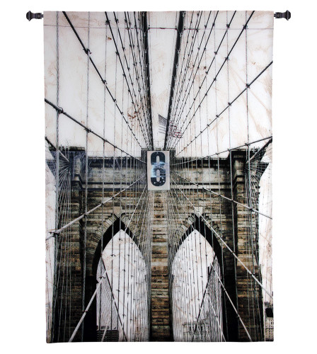 Washington Bridge by Nathan Bailey | Woven Tapestry Wall Art Hanging | Industrial New York City Architecture | 100% Cotton USA Size 53x31 Wall Tapestry
