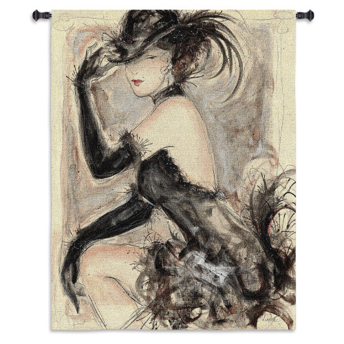 My Fair Lady I by Karen Dupre | Woven Tapestry Wall Art Hanging | Elegant Woman with Hat Etched Artwork | 100% Cotton USA Size 53x43 Wall Tapestry
