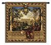 Le Chateau de Monceau Wool and Cotton by Louis Carrogis | Woven Tapestry Wall Art Hanging | Louis XIV Palace Garden with String Musicians | 100% Cotton USA Size 53x53 Wall Tapestry