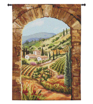 Tuscan Vineyard by Brad Simpson | Woven Tapestry Wall Art Hanging | Lush Italian Villa Hillside | 100% Cotton USA Size 90x64 Wall Tapestry