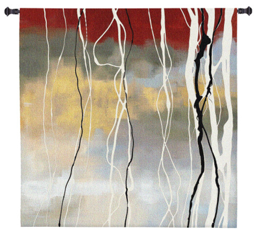 Silver Birch I by Laurie Maitland | Woven Tapestry Wall Art Hanging | Abstract Subtle Forest Landscape | 100% Cotton USA Size 31x31 Wall Tapestry