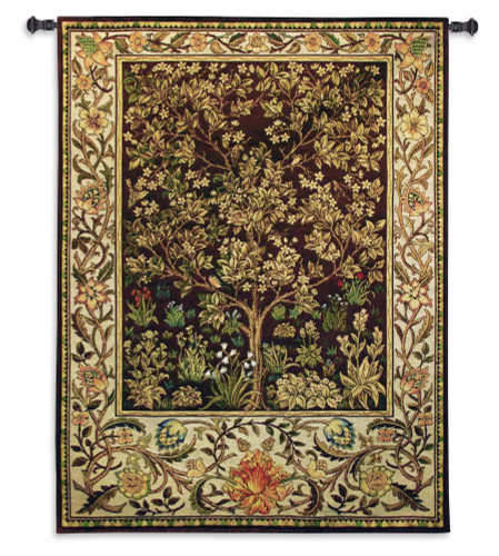 Tree of Life Umber by William Morris |  Arts and Crafts Style Woven Tapestry Wall Textile Art  | Ornate Spiritual Tree Pattern | 100% Cotton USA Size 77x53 Wall Tapestry