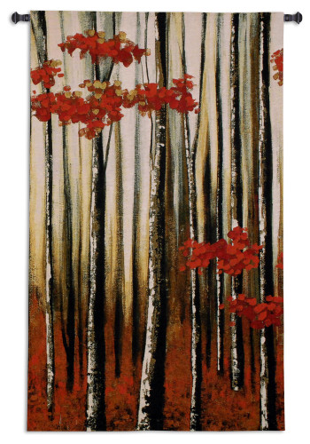 Beauty Within I by Oscar Soler | Woven Tapestry Wall Art Hanging | Nature Birch Tree Impressionist Forest | 100% Cotton USA Size 51x31 Wall Tapestry