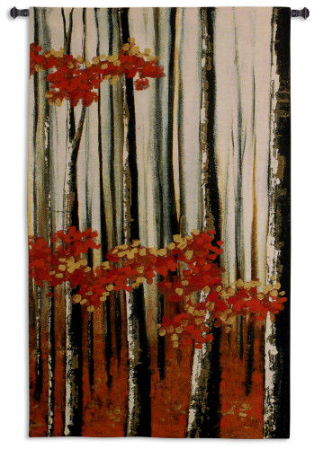 Beauty Within II by Oscar Soler | Woven Tapestry Wall Art Hanging | Birch Tree Forest with Autumn Tones | 100% Cotton USA Size 51x31 Wall Tapestry