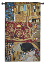 Elements to a Kiss by Gustav Klimt | Woven Tapestry Wall Art Hanging | Vertical Abstract Contemporary Romantic Art Nouveau | 100% Cotton USA Size 59x34 Wall Tapestry