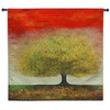 Dreaming Tree Red by Melissa Graves-Brown | Woven Tapestry Wall Art Hanging | Warm Color Texture Pointillism Apple Tree | 100% Cotton USA Size 52x52 Wall Tapestry