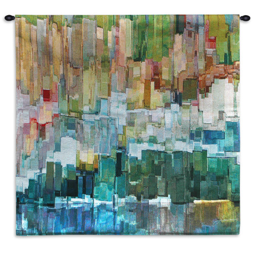 Glacier Bay III by James Burghardt | Woven Tapestry Wall Art Hanging | Mixed Color Composition Abstract | 100% Cotton USA Size 53x53 Wall Tapestry