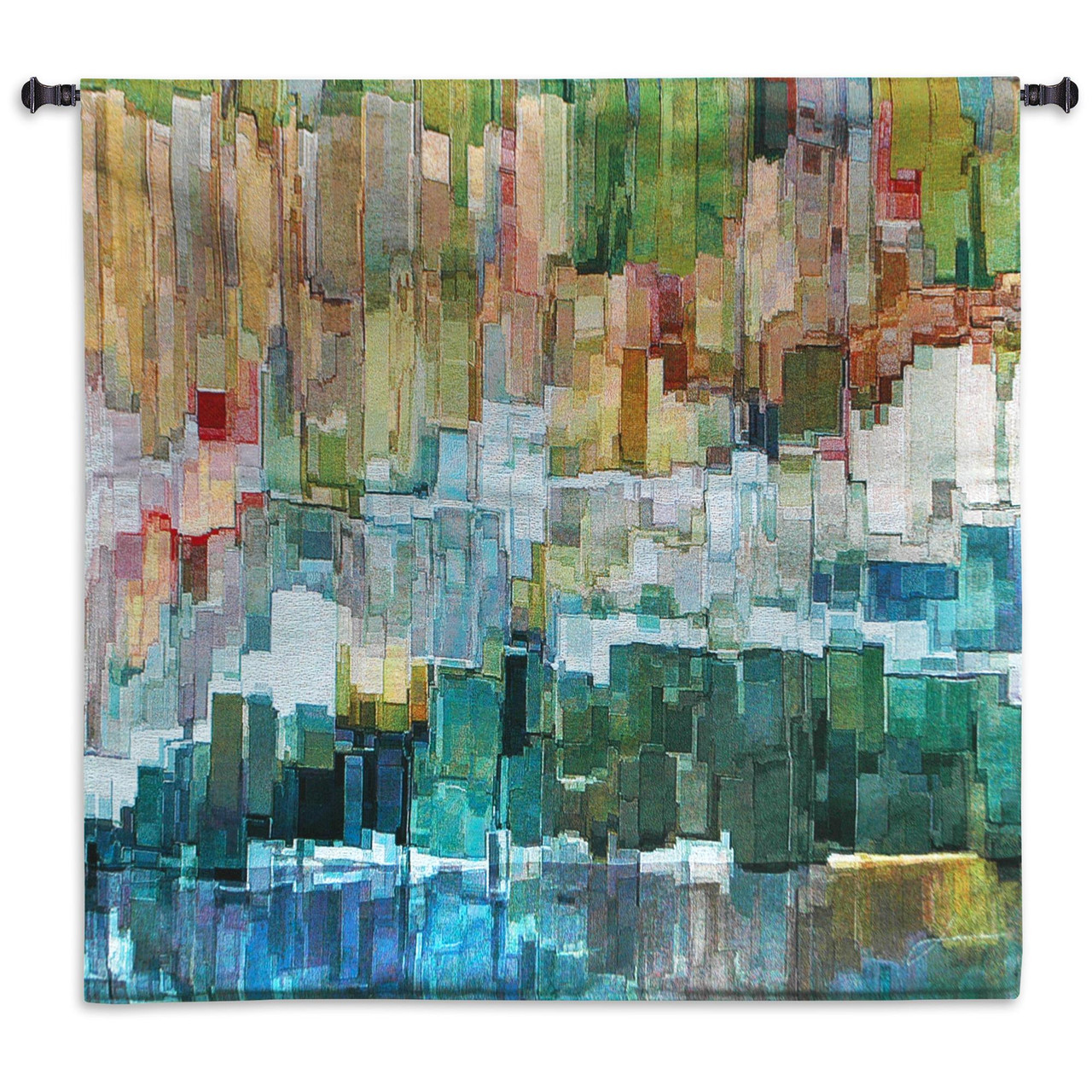 Glacier Bay III by James Burghardt Woven Tapestry Wall Art Hanging Mixed  Color Composition Abstract 100% Cotton USA Size 44x44