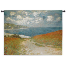Path Through the Corn at Pourville by Claude Monet | Woven Tapestry Wall Art Hanging | Impressionist Seascape Masterpiece | 100% Cotton USA Size 70x53 Wall Tapestry